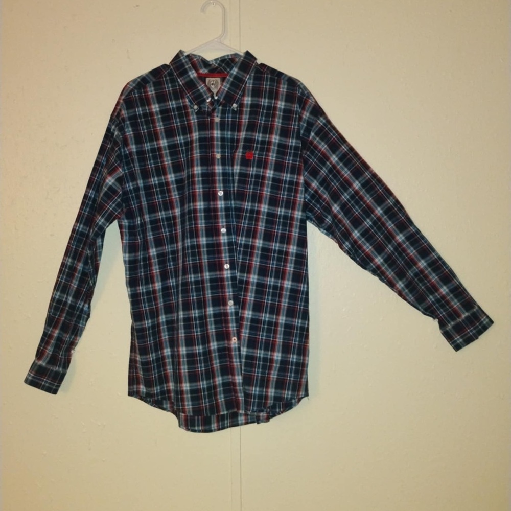 Men's Plaid Shirt - Red and Blue